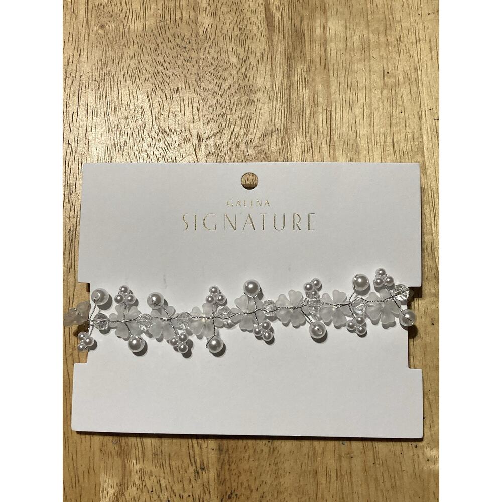 Flower‎ Pearl Rhinestone Headband Floral Bridal Hair Accessories Silver Wedding
